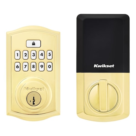 Kwikset Traditional SmartCode Keypad Electronic Deadbolt SmartKey Lifetime Brass Finish 9260TRL-L03S